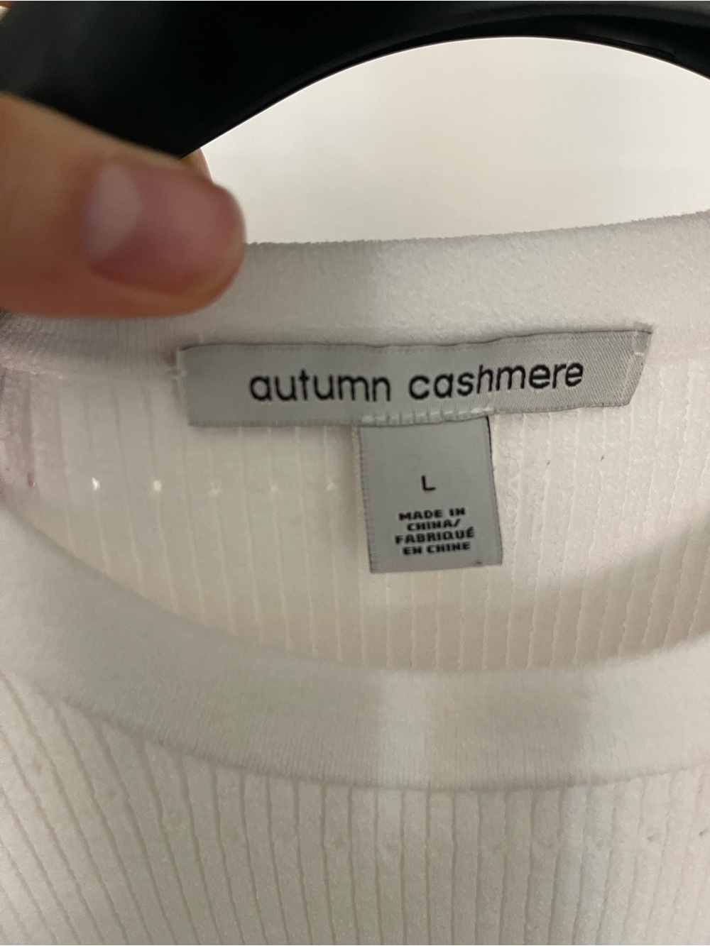 Autumn Cashmere Cream Ribbed Short Sleeve Knit Tee - Picture 3 of 4